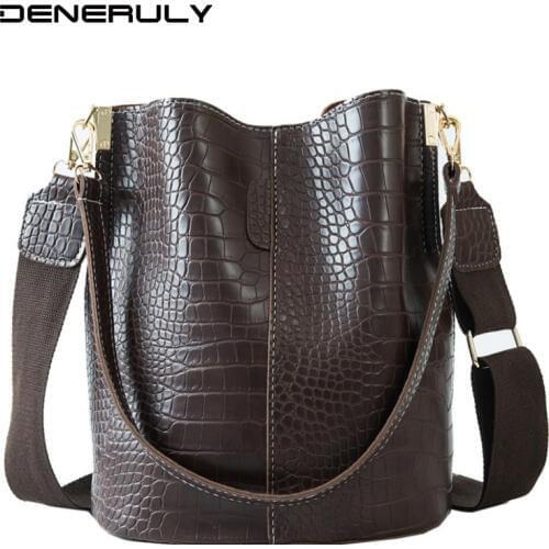 Crocodile Leather Bucket Bag Women High Capacity Crossbody Bags For Women 2019 Vintage Alligator Women Handbags Sac Main Femme