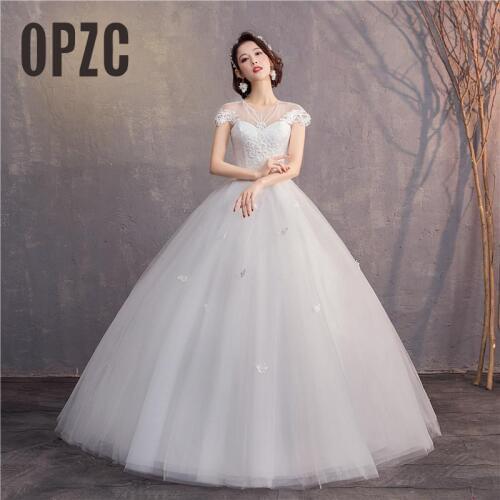 Short Cap Sleeve Illusion Wedding Dresses 2019 Custom-Made Stereoscopic Flower Butterfly Vestido De Noiva Wedding Dress 0.85