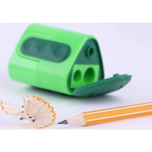 Triangle Double Hole Pencil Sharpener with Thick Hole Sharpeners Large Hole Cutter Stationery Knife Can Sharpen 0.8cm/1.1cm