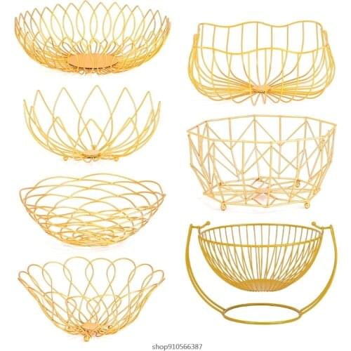 Creative Hammock Fruit Basket with Petals Woven Metal Hollow Fruit Plate Fruit Vegetable Basket Bowl Desktop Storage Picnic MA18