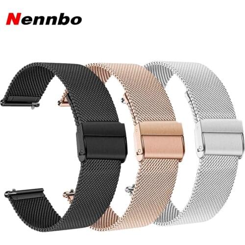 Universal 22MM Metal Strap For Smart Watch Milan Buckle Stainless Steel Breathable Mesh Watchband Adjustable Wristbands