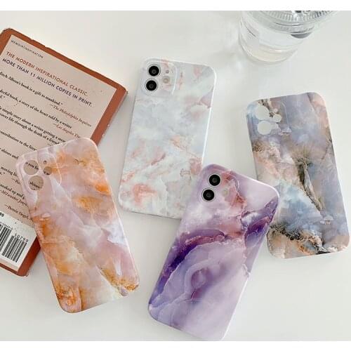 Vintage Glossy Cracked Marble Phone Case For iPhone 12 Mini 11 Pro Max XR XS 7 8 Plus X SE2020 Soft Camera Protection Back Cover