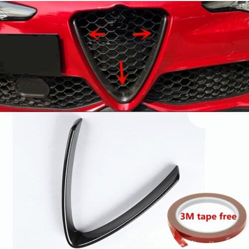 High quality Car Styling Real Carbon Fiber Front Grill Outline Trim Cover Overlay Styling for Alfa Romeo Giulia 2016 2017 2018