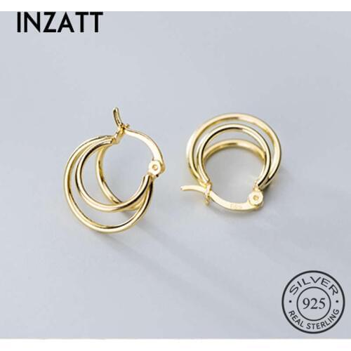 INZATT Real 925 Sterling Silver Round Geometry Hoop Earrings For Fashion Women Birthday Party Cute Shell Fine Jewelry Gift