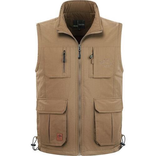 B Warm Fleece Tool Men Vest With Many Pockets Casual Parka Winter Sleeveless Jacket Outdoor fishing vest Multi Pocket Waistcoat