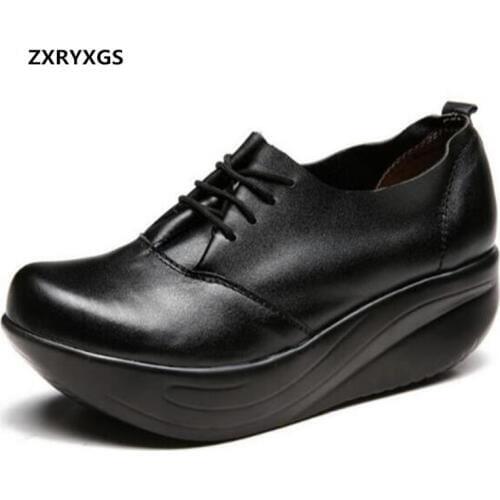 ZXRYXGS Brand Shoes Woman Casual Shoes High Heels 2021 New Spring Lace-Up Wedges Shake Shoes Winter Women Sneakers Large Size 43