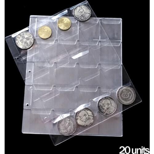 10Pages/Lot 20Units/Page general transparent PVC inside pages of album Loose-leaf inners of Coin collecting album