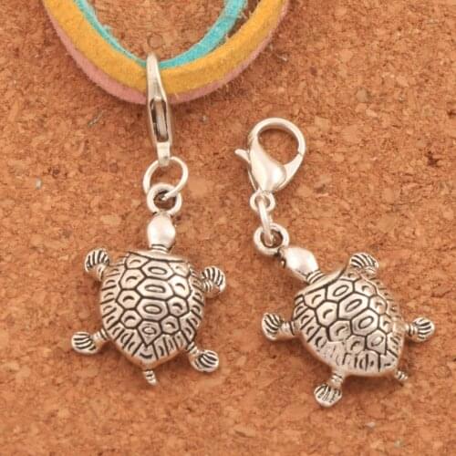 Turtle Tortoise Animal Lobster Claw Clasp Charm Beads 35.9x14.6mm 20PCS Zinc Alloy Jewelry DIY C1182