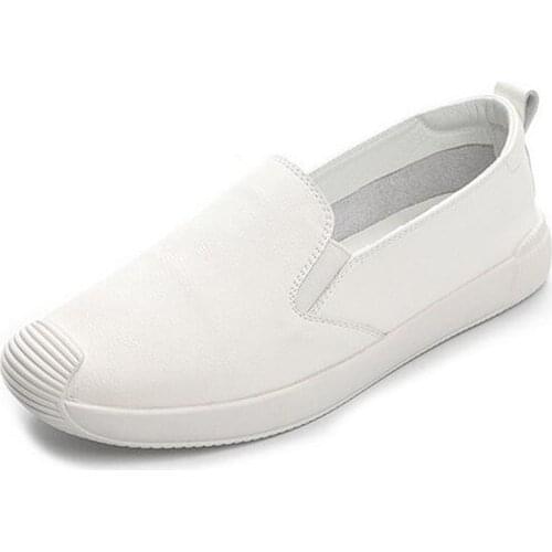 2021 New Genuine Leather Loafers Shoes Womens Fashion Casual Sneakers Flat Shoes Black White Nurse Pregnant Women Flat Shoes