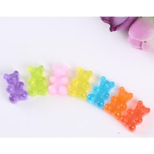 21pcs resin candy bear for DIY phone decoration hair craft nail decoration mixed colors