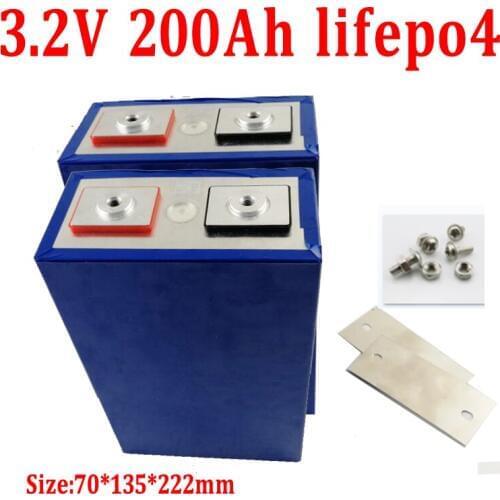 4pcs lithium batetry 3.2V 200AH Lifepo4 3C 600A deep cycle For 12V 48V 400Ah subwoofer RV inverter Solar nergy storage vehicle