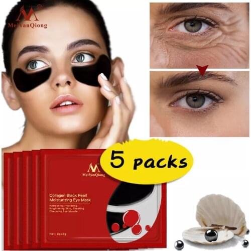 Black Pearl Anti-aging Eye Mask Essence Anti-dark Circles Wrinkles Puffiness Collagen Moisturizing Brighten Eye Skin Care 5 Pair