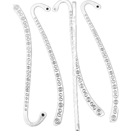 50Pcs Antique Silver Tone Marques de Page Spiral Pattern Bookmarks Jewelry Making 85mm