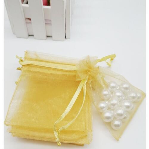 500pcs Organza-Bags Gold Organza Gift Bags For Jewelry Packaging Display Christmas Wedding Jewelry Storage Drawstring Bag Diy