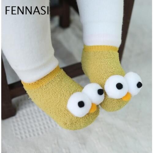 FENNASI 6Pairs Lot Cartoon Cute Kids Socks Cute Big Eyes Baby Anti-rutsch-socks Animal Infant Soft Newborn Lovely Socks