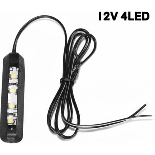 Car Motorcycle Led Tiny Rear Number Plate Light Lamp 12V 4Led Number Plate Tail Light Car License Plate Decoration Light Parts