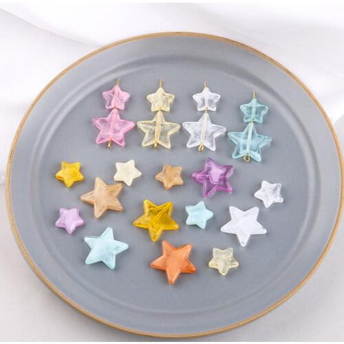 Resin Stars Beads 100pcs 13mm 20mm Colorful Jewelry Star Beads Fit Earring Making Ornament Accessories Material Beading