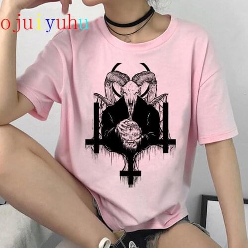 Satan Demon Grim Reaper Harajuku T Shirt Satanism Halloween T-shirt Women Horror Tshirt Satanist Hell Ullzang Top Tees Female