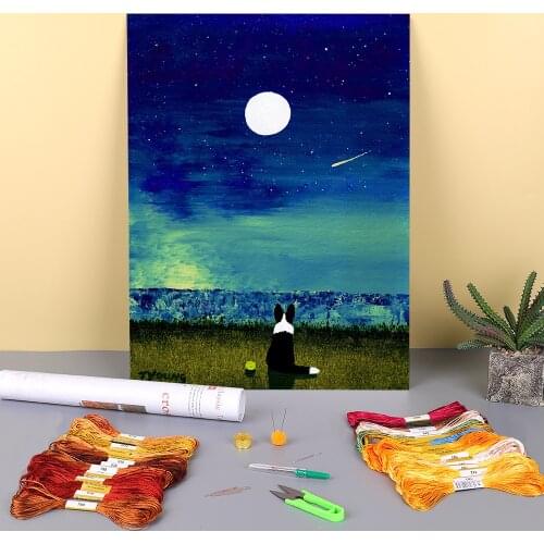 Animal Border Collie Printed Canvas 11CT Cross-Stitch Full Kit DIY Embroidery DMC Threads Knitting Handiwork Painting Magic