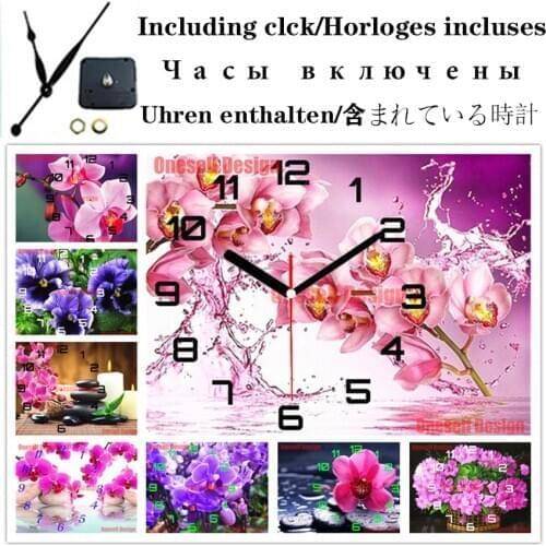 2020 diy diamond painting cross stitch clock flower diamond mosaic sale clock flower rhinestone pictures diamond embroidery full