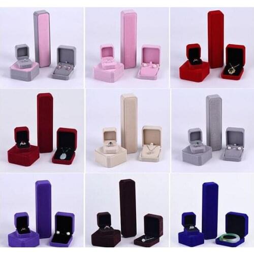 60pcs/lot Classic Velvet Jewellery Boxes Ring Earring Pendant Bracelet Necklace Jewelry Storage Boxes Case Set 9 colors