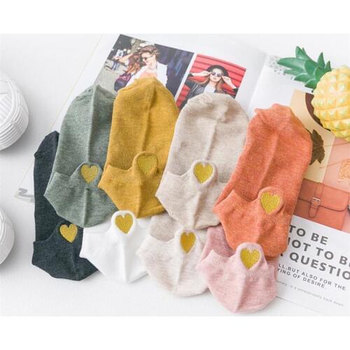 Cheap women cute cartoon ankle socks pring summer and autumn white pink cotton sock women and ladies love pattern art short sock