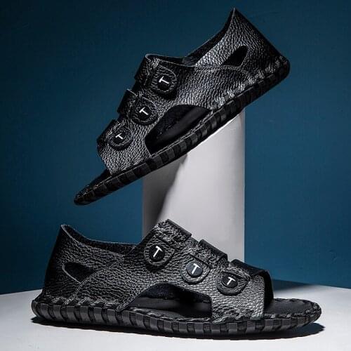 Man Flat Comfortable Outdoor Office Walking Shoes leather Mens Summer Beach Sandals Male Swimming Footwear Sneaker Size 38-45