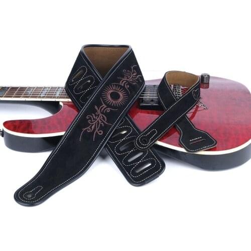 Nubuck Leather Soft Durable Guitar Strap Adjustable Cowhide Acoustic Electric Bass Strap Guitar Belt Guitar Parts Accessories