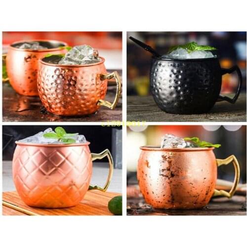 Hammered Copper plated Stainless Steel Moscow Mule Mug Drum-Type Beer Cup Coffe Cup Water Glass Drinkware