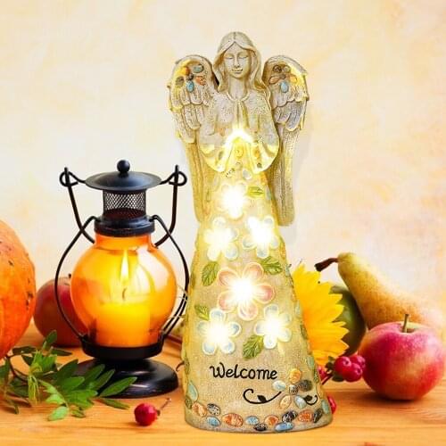 Outdoor Angel Statue Solar Light Lamp Sculpture Garden Artistic Ornaments