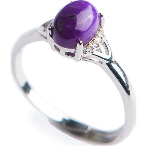 Genuine Natural sugilite Gems Purple Round Crystal Bead Adjustable Size Lady Anniversary Ring 8*6mm