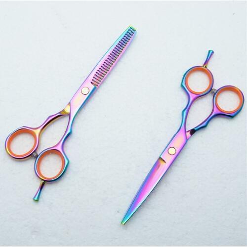 1004C 5.5'' 16cm Customized Logo Purple Color Hairdressing Scissors Cutting Scissors Thinning Shears professional Hair Scissors