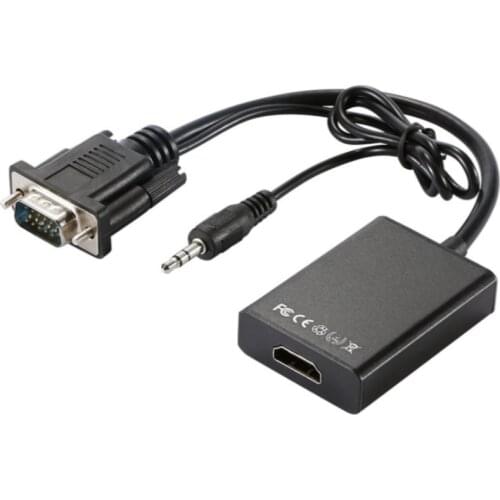 VGA Male to HDMI-compatible Female Converter with Audio Cables 480P/720P/1080P for PS3/4 HDTV Monitor Projector PC Laptop TV-Box