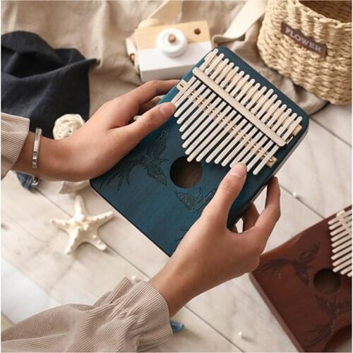 Portable 17-tone Wooden Kalimba Thumb Piano African Finger Piano Gifts For Beginners Black Mahogany Wood Creative Music Box