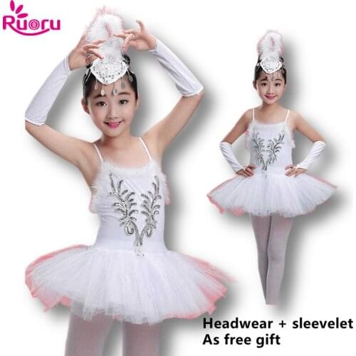 Ruoru White Ballet Tutu Skirt Ballet Dress Childrens Swan Lake Costume Kids Ballet Dance Costumes Ballet Leotard Ballerina