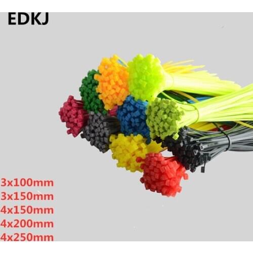 100pcs 3x100mm Self-Locking Network Nylon Plastic Fasten Zip Trim Binding Wrap Strap Cable Loop Ties Wire Organiser