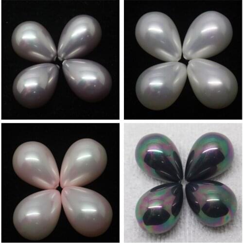 15x21mm White Black Pink Purple Shell mother pearl Teardrop Raindrop Half Drilled Hole Earring Beads 2pcs