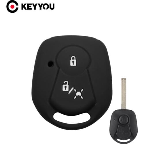 KEYYOU 2 Button Silicone Car Key Case For Ssangyong Actyon Kyron Rexton Rubber Key Shell Keychain Remote Fob Cover