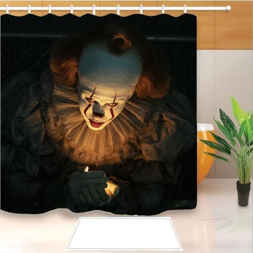 Stephen Kings It 3D Print Horror Movie Joker Shower Curtain Polyester Fabric Bathroom Curtain Waterproof Hook Bath Curtain 04