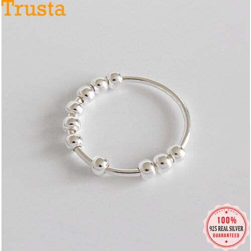 Trustdavis Real 925 Sterling Silver Fashion Sweet Minimalist Ball Rings For Women Wedding Party Fine S925 Jewelry Gift DA2165