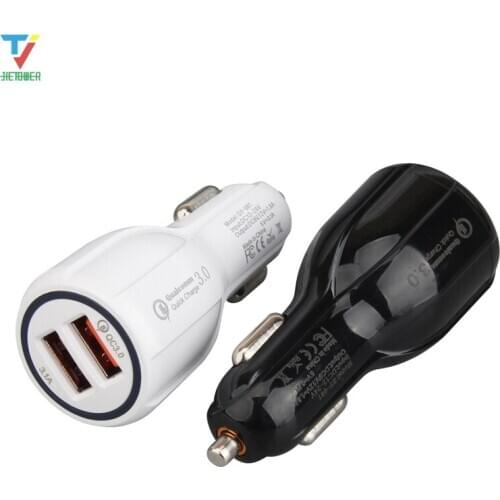 Quick Charge 3.0 Car Charger for Mobile Phone Dual Usb Car Charger Qualcomm Qc 3.0 Fast Charging Adapter Usb Car Charger 100pcs