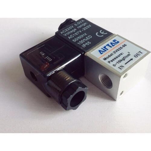 Air Solenoid Valves 2V025-06 2 Position 2 Port 1/8" Normally Closed Pneumatic Control Valve DC12V DC24V AC110V AC220V
