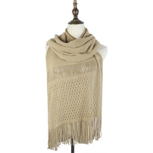 Soft Knit Scarfs Fashion Women Winter Wraps Shawls Jacquard Stoles Capes Tassels Elastic Soft Material Luxury