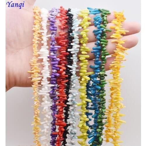 Yanqi Irregular Stick Shape Red Batons Coral Beads Natural Stone Beads Spacer Beads For Jewelry Making DIY Bracelet Necklace