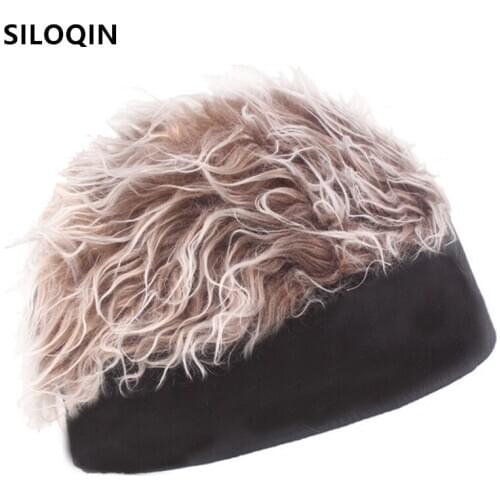 SILOQIN Street funny hip-hop hat wig-beanie hats for men women novel Trendy couple cap Nightclub bar carnival prop beanies hats