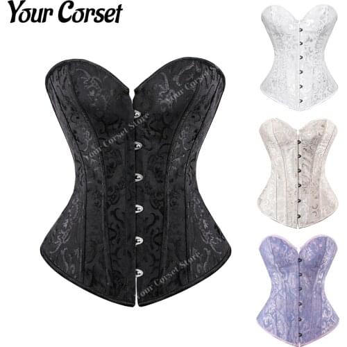 Floral Corset Top Plus Size Sexy Corset Lingerie for Women Lace up Boned Corsets Bustier Black White Corset DropShipping