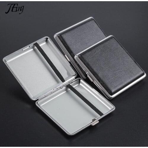 1pcs Double-open Leather Cigars Cigarette Cases For 20pcs Cigarettes Stainless Steel Tobacco Cigarette Box Cigarette Tools