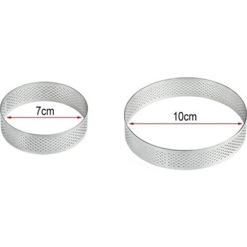 10Pcs Circular Tart Rings With Holes Stainless Steel Fruit Pie Quiches Cake Mousse Mold Kitchen Baking Mould