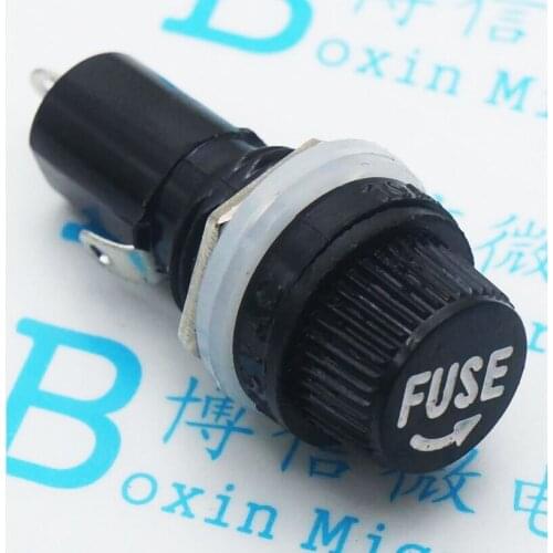 10pcs/lot 5*20mm glass fuse holders 5x20 black insurance tube socket fuse holder for 5*20 insurance Panel Mount Fuse Holder