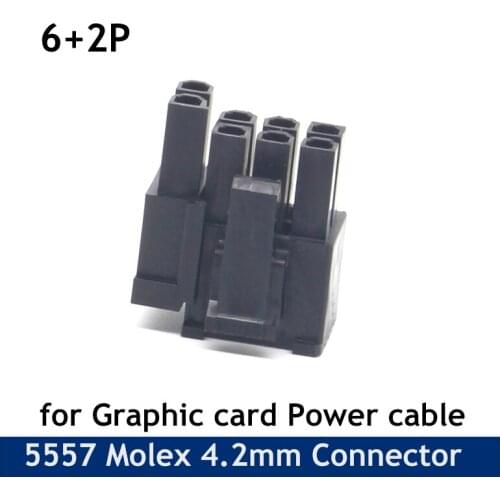 10pcs/lot 5557-R 5557 4.2mm Black 6+2PIN Automotive wiring harness connector male for PC / computer graphics card PCI-E Power